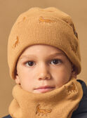 Bonnet marron en maille à broderie loup Garçon NIRENAGE / 25H4PGE3BONA014