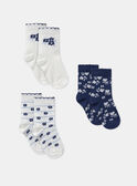 Lot de 3 chaussettes jacquard fleur MADEBORAH / 25E4BF81LC3114