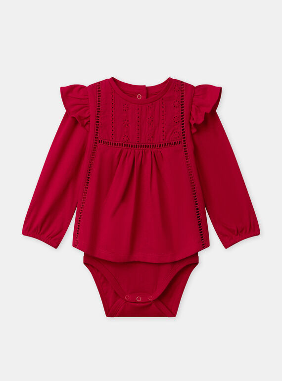 Body blouse rouge foncé avec volants Bébé Fille NACINDY / 25H1BFK1BODF510