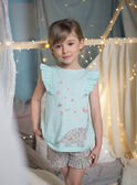 Pyjama bleu turquoise motif dinosaure et fleurs enfant fille CHOUFIETTE / 22E5PF51PYJ203