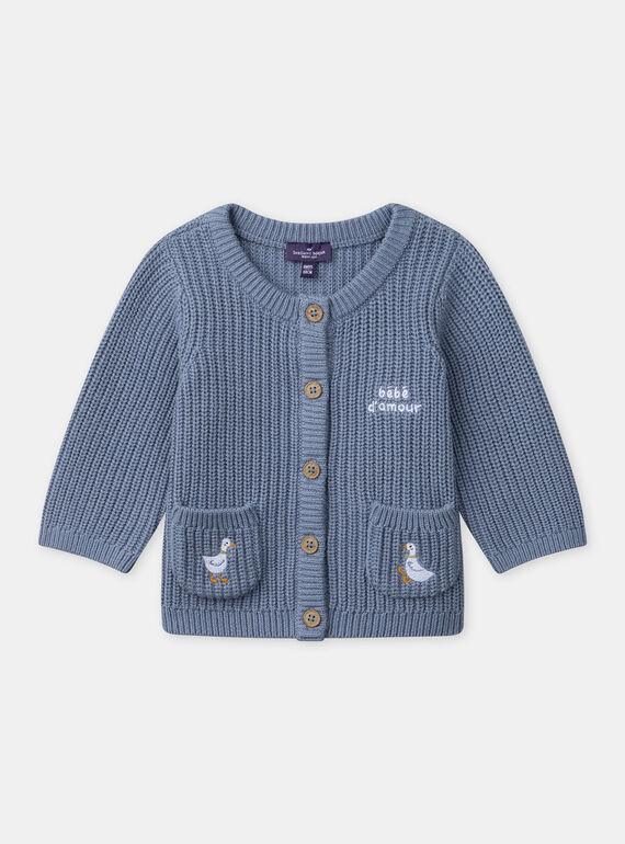 Cardigan en tricot bleu à broderies oies Bébé Garçon NAKINAN / 25H1BGQ1CAR205