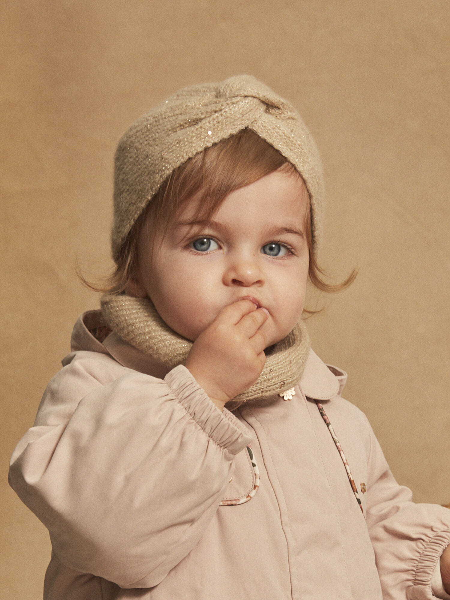 Bonnet rose pale en tricot Fille Sergent Major