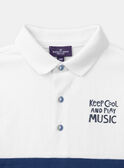 Polo bleu et blanc en jersey à motif blaireau guitariste LEPOLAGE / 24H3PGJ1POL000
