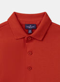 Polo rouge et blanc à rayures marron Garçon NELEVAGE / 25H3PGK1POLF508