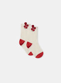 Chaussettes écrues et rouges à imprimé fleur Fille NECHOETTE / 25H4PFK1SOQ001