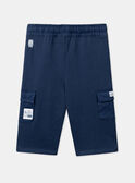 Pantalon confort bleu marine à poches effet cargo LADAMIEN / 24H1BGJ1PANC230