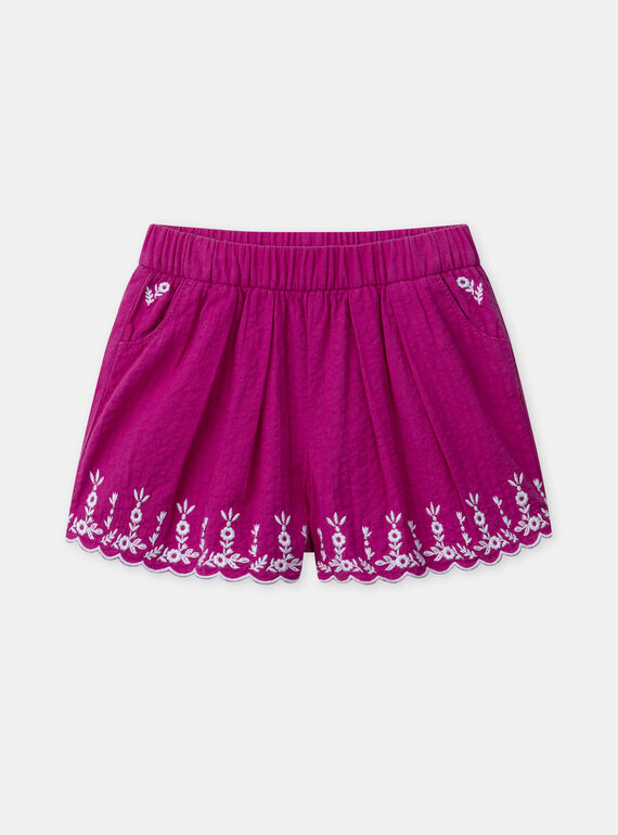Short évasé rose fuschia à broderies fleuries Fille NASHORETTE / 25H2PFJ1JPS002