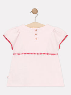 T-Shirt rose pâle brodé fille  TIUVETTE / 20E2PFQ1TMCD317