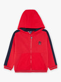 Sweat à capuche bicolore rouge et bleu marine FEGILAGE / 23E3PGB1GIL506
