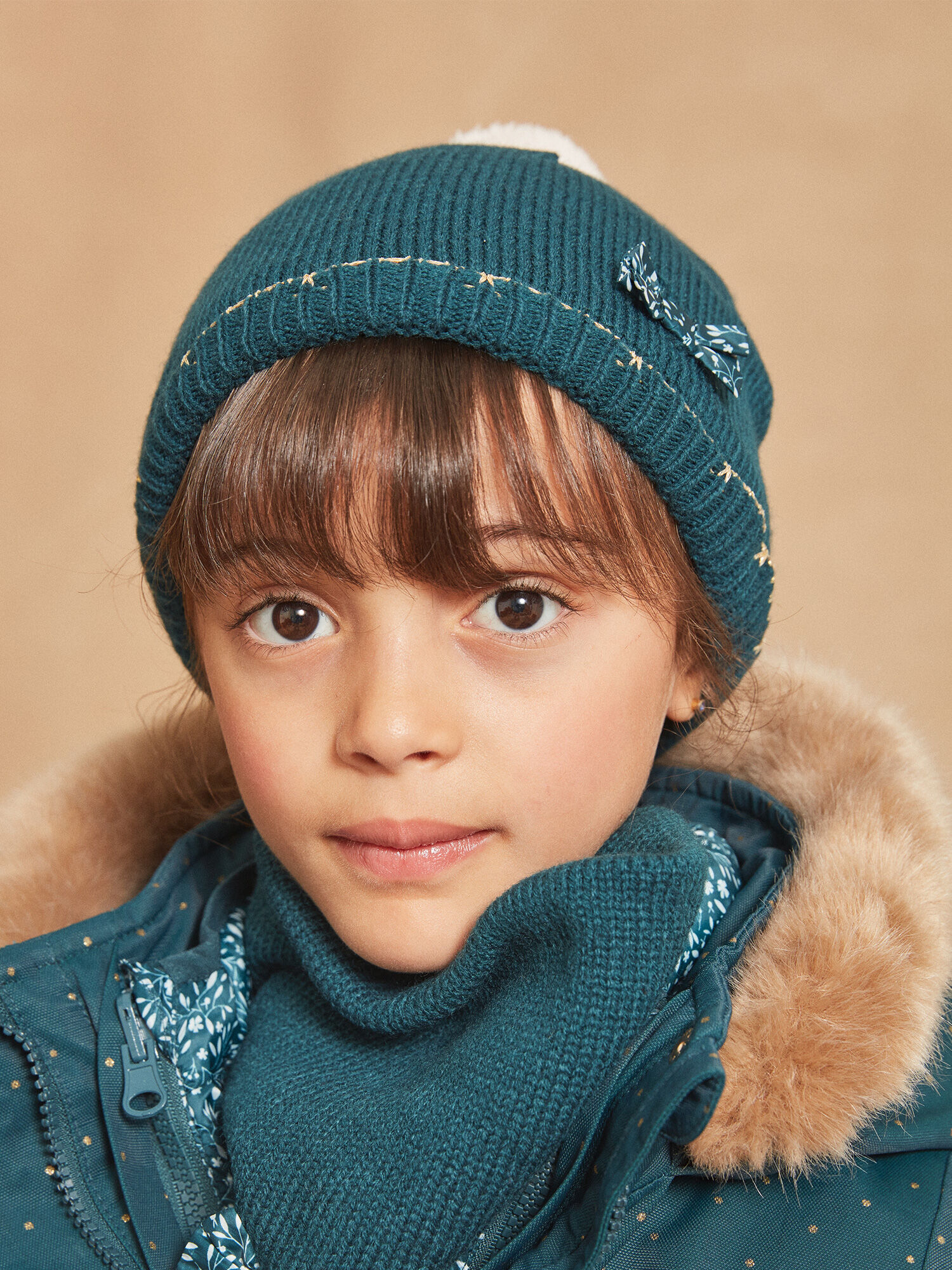 Bonnet bleu canard en tricot Fille Sergent Major