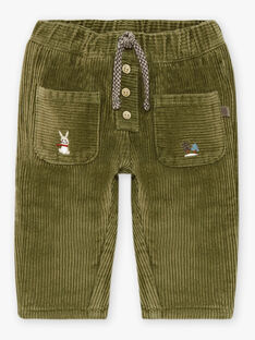 Pantalon à poches en velours côtelé kaki bébé garçon BASERGIO / 21H1BGO3PAN612