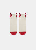 Chaussettes écrues et rouges à imprimé fleur Fille NECHOETTE / 25H4PFK1SOQ001