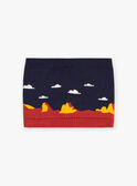 Snood bleu marine en tricot thème paysage FRALOSAGE / 23E4PG51SNO713