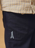 Pantalon bleu foncé à broderie tour eiffel Bébé Garçon NAKARL / 25H1BGQ1PANC209