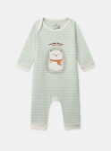 Grenouillère à rayures vertes patch hérisson sans pressions Bébé Garçon NEANDREA / 25H5BGB2GREG632