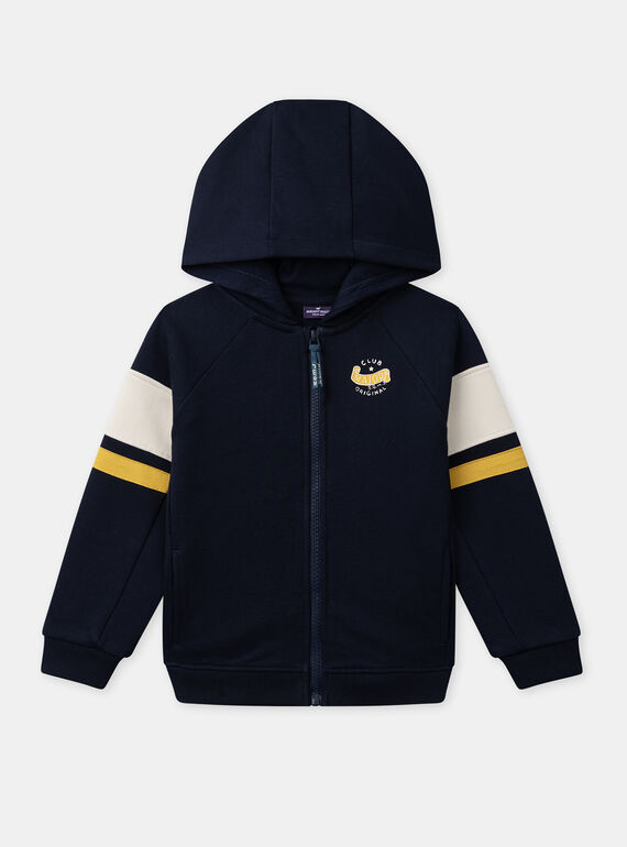 Sweat à capuche zippé bleu foncé à manches longues Garçon NAEMAJAGE / 25H3PG31JGH705