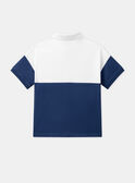 Polo bleu et blanc en jersey à motif blaireau guitariste LEPOLAGE / 24H3PGJ1POL000