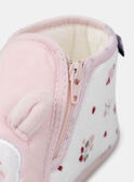 Chausson rose avec tête de renard et blanc imprimé fleuri Bébé Fille NEBECKY / 25F10BF31CHP301