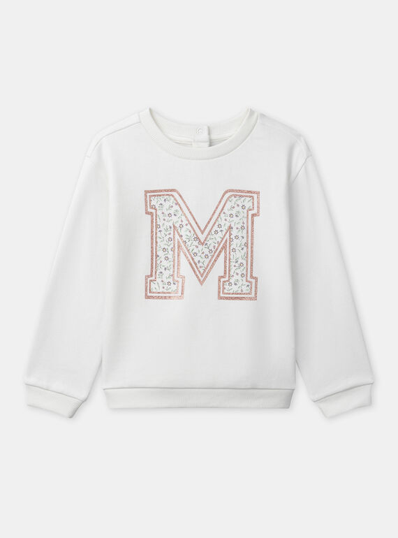 Sweat-shirt blanc imprimé "M" fleuri Fille NAETETTE / 25H2PF31SWE001