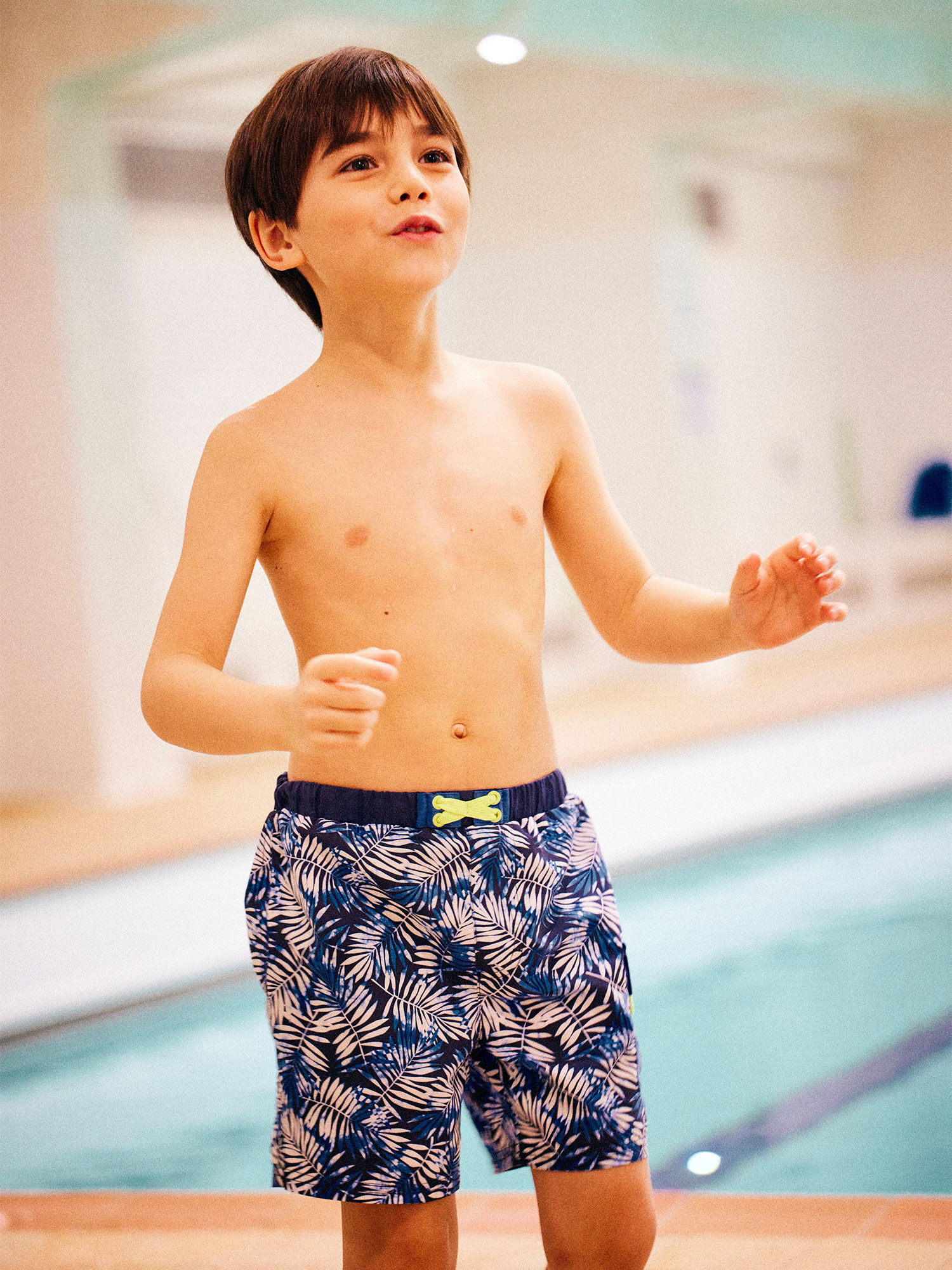 Short de bain bleu imprime feuilles enfant garcon Garcon Sergent Major