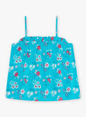 Débardeur bleu turquoise imprimé fleuri enfant fille CAUDEBETTE 2 / 22E2PFT2DEB202