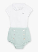 Ensemble body écru à col et bloomer vert naissance mixte COLOAN / 22E0CMI1ENS203