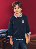 Pull bleu marine avec patch et manches longuesGarçon NOSSAGE / 25H3PGP1PUL705