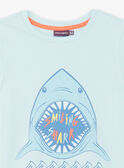 T-shirt bleu imprimé requin ZUZAGE1 / 21E3PGL3TMC614
