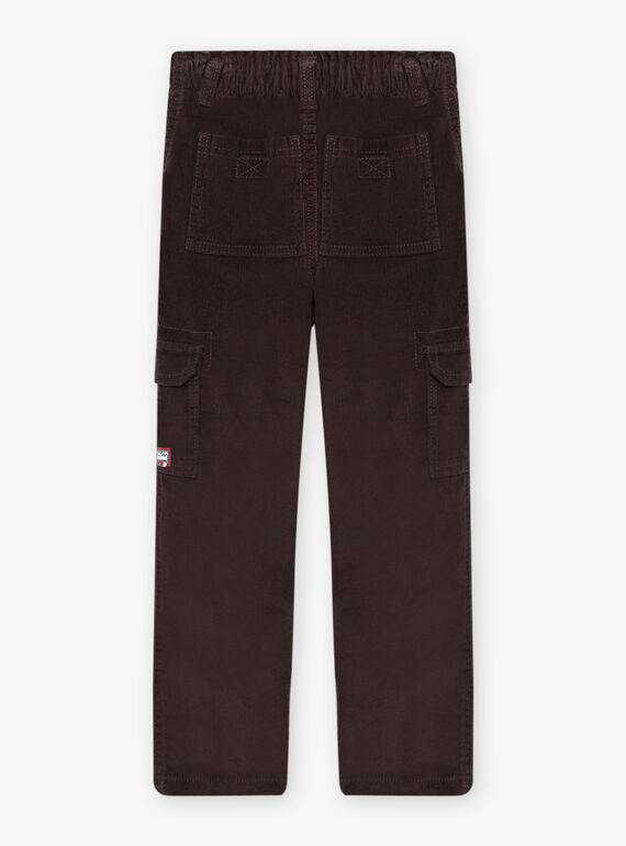 Pantalon multipoches noir en velours enfant garçon BOROAGE / 21H3PGO2PAN814