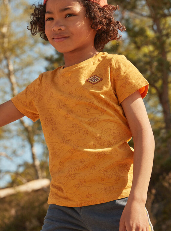 T-shirt jaune moutarde à imprimé désert FLITIAGE / 23E3PGP3TMCB106