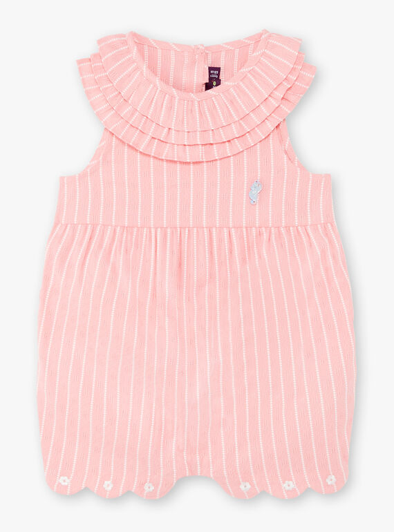 Salopette courte rose à rayures bébé fille ZAPRUNE / 21E1BFT1CBLD305