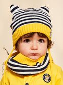 Bonnet en tricot bleu marine avec oreilles 3D et rayures FILAYNE / 23E4BG52BON070