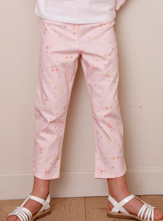 Pantacourt rose imprimé floral TYPOETTE / 20E2PFJ1PCO321
