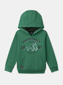 Sweat à capuche vert foncé avec patch dinosaure Garçon NIBROAGE / 25H3PGL1SWEG626