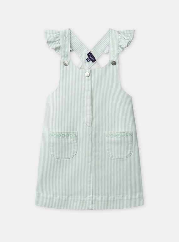 Robe salopette à rayures vertes en denim Fille NARAYETTE / 25H2PFJ1CHS002