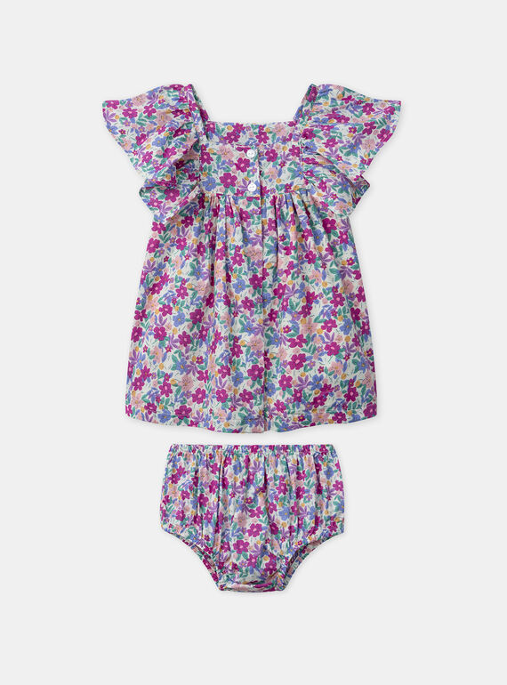 Robe et bloomer imprimé fleuri à manches volantes Bébé Fille NAAMELIE / 25H1BFJ2ROB002