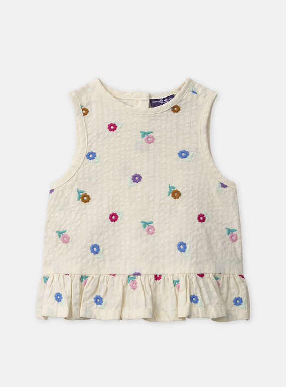 Blouse écrue à broderies fleuries sans manches Bébé Fille NAADELINE / 25H1BFJ1CHE002
