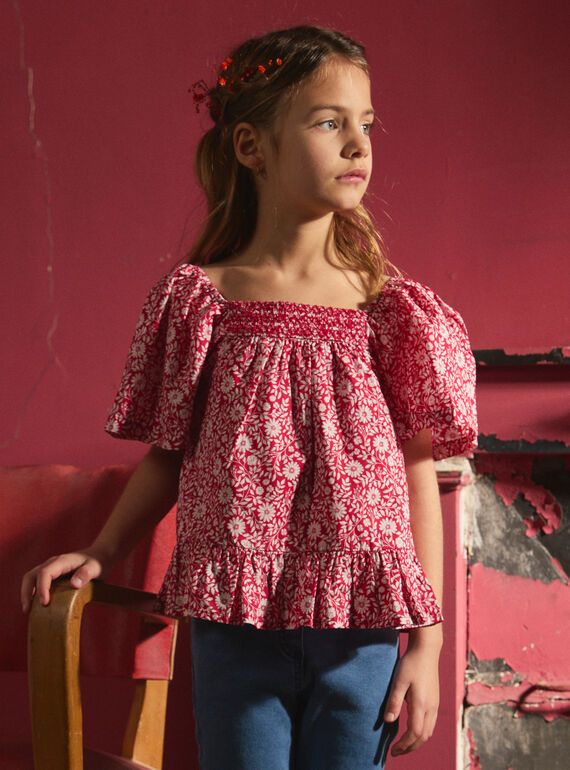 Blouse à smock fleurie manches ballons MODOLETTE / 25E2PFJ1CHEF506