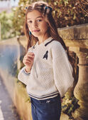 Pull blanc en maille à manches longues Fille NUTOURETTE / 25H2PFQ1PUL009