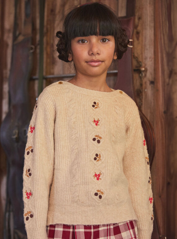 Pull en maille torsadée brodé LALOLETTE / 24H2PFR1PUL001