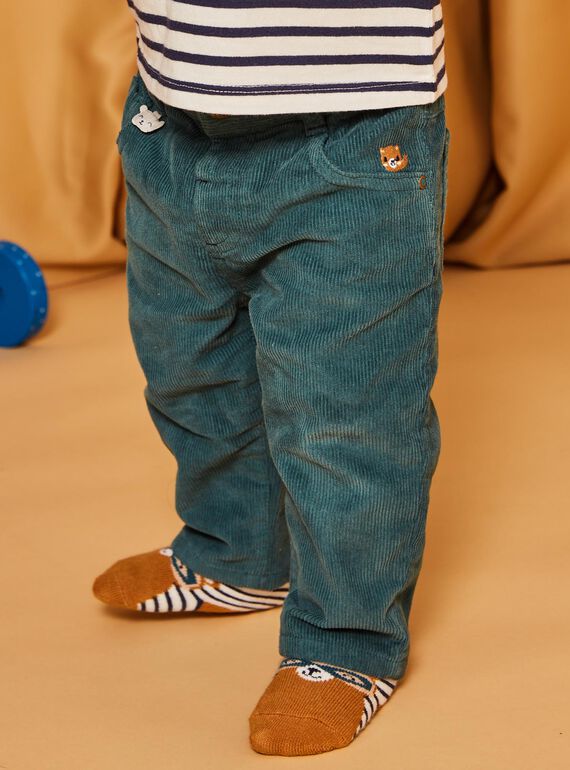 Pantalon en velours côtelé bleu canard DANOE / 22H1BGU2PAN714