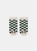 Chaussettes à damier vert et écru avec tête de chien Bébé Garçon NAFLORIAN / 25H4BGL1SOQ001