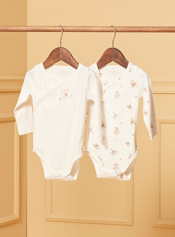 2 bodies de naissance écrus en coton LOPE / 24H0NM11BOD001