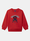 Sweat-shirt rouge à broderie lion Garçon NEREDAGE / 25H3PGK1SWEF508