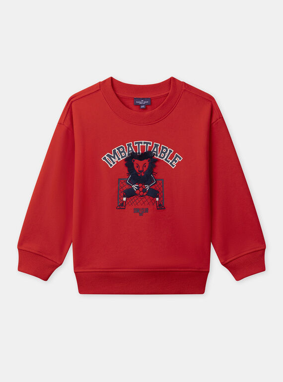 Sweat-shirt rouge à broderie lion Garçon NEREDAGE / 25H3PGK1SWEF508