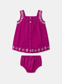 Robe et bloomer rose fuschia à broderies fleuries à bretelles Bébé Fille NAARIANE / 25H1BFJ1ROB304