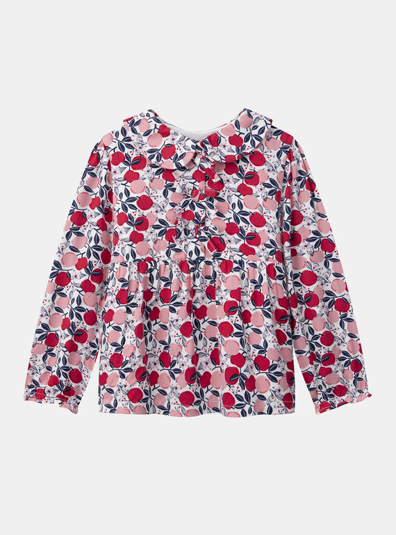 Blouse imprimé pommes à col claudine Fille NONOLETTE / 25H2PFP1CHE070