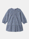 Robe bleue imprimé fleuri et manches longues resserées Bébé Fille NAJULIA / 25H1BFQ1ROB205