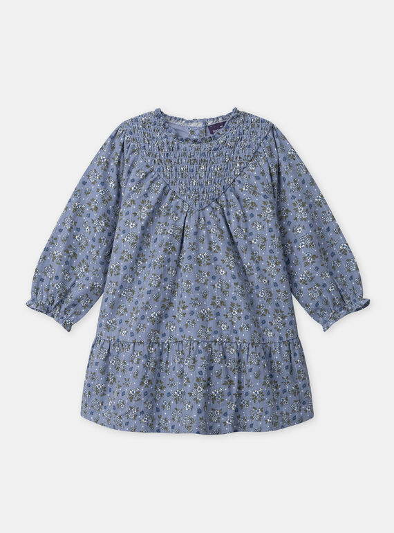 Robe bleue imprimé fleuri et manches longues resserées Bébé Fille NAJULIA / 25H1BFQ1ROB205