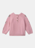 Pull torsadé rose pâle fleurs LANINA / 24H1BFQ1PULD329